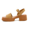 Country Sandalia Dama Tira Ancha C/suela Taco Beige