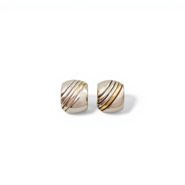 Caravanas Medio aro Labrado-Plata y oro-Sin piedra-CA5080 sinpiedra
