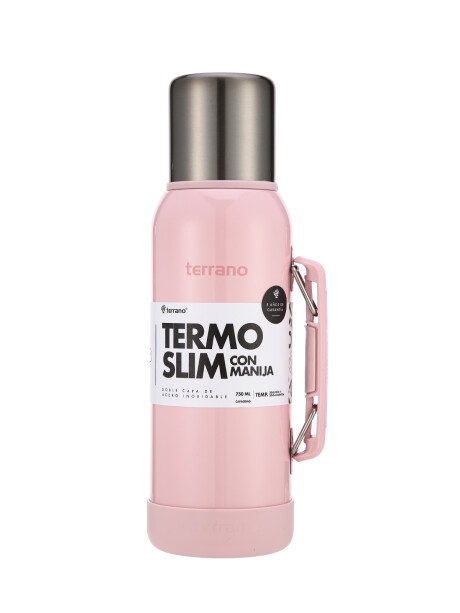 Termo Slim 750mL. con Base Silicona Rosado Metalizado