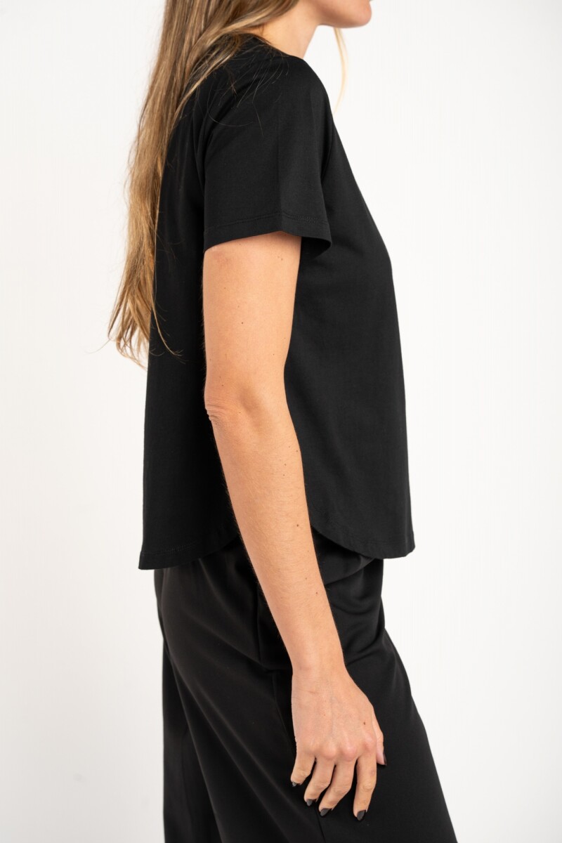 Remera Algodon Peinado Negro