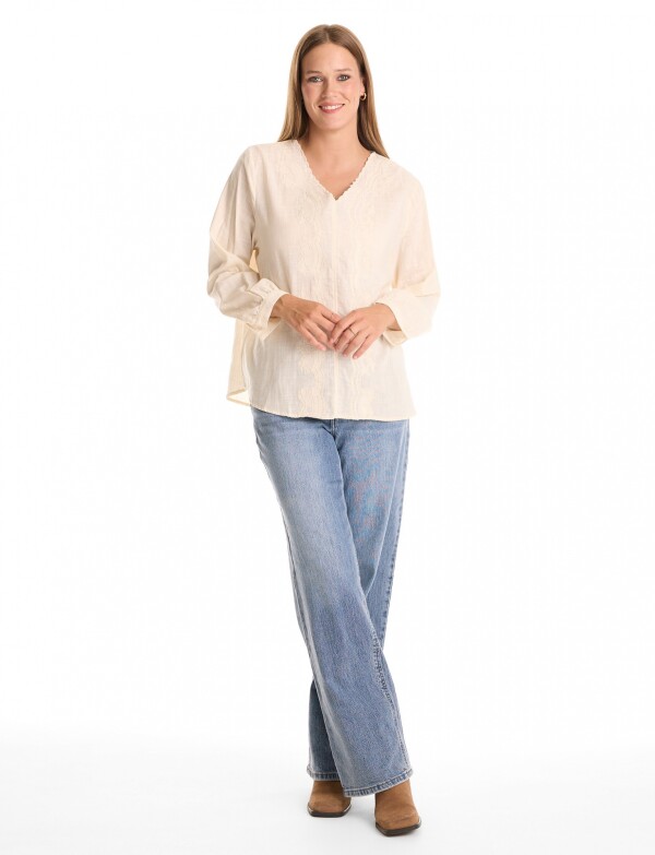 Blusa Algodon Bordado BEIGE