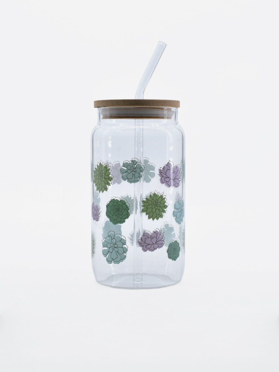 VASO CON SORBITO Y TAPA DE BAMBOO - VERDE 