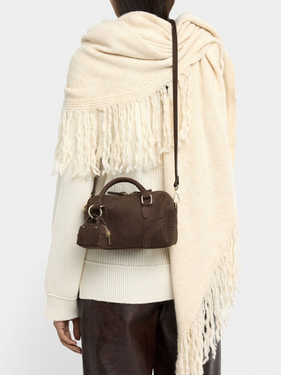 Bolso Tote Efecto Piel Con Colgante marron