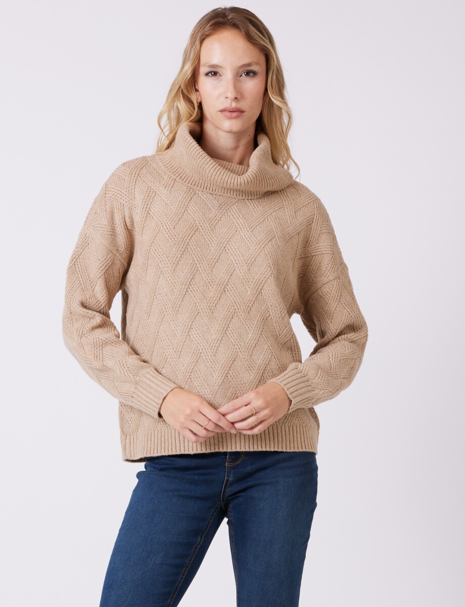 Buzo Cuello Volcado - Beige 