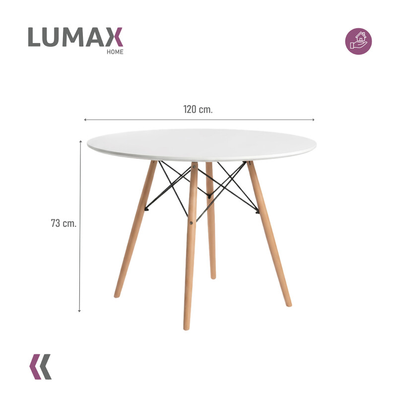 Mesa Eames Redonda 120cm Patas De Madera Calidad Premium Mesa Eames Redonda 120cm Patas De Madera Calidad Premium