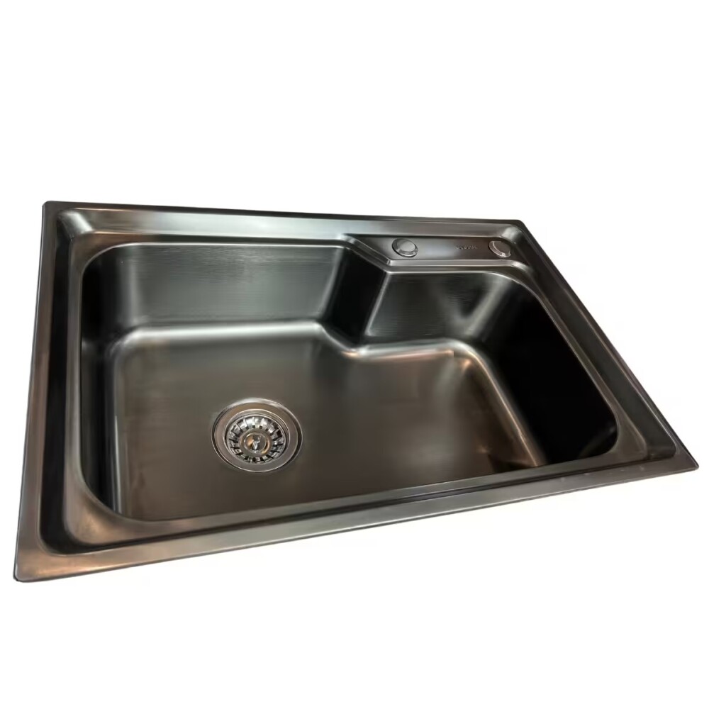 Pileta simple cocina negra acero inox. 68x45x21 cm Pileta Simple Cocina Negra Acero Inox. 68x45x21 Cm