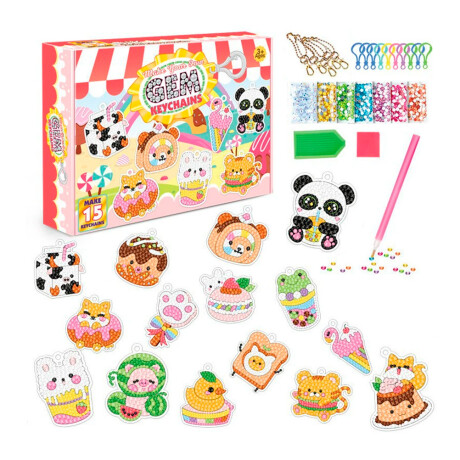 Set Crea Llaveros De Gemas DIY Animales