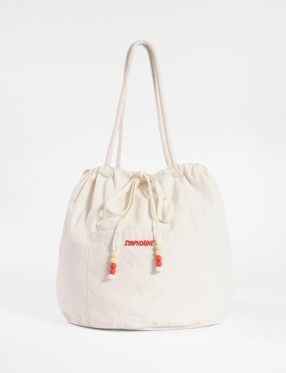 Bolso tote mostacillas - blanco 