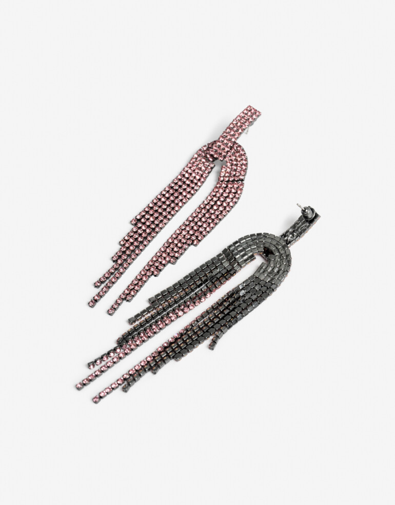 Aros Colgantes Largos Strass Aros Colgantes Strass - Negro