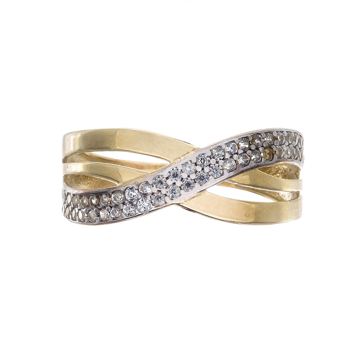 Anillo de oro 10 ktes con circonias. 
