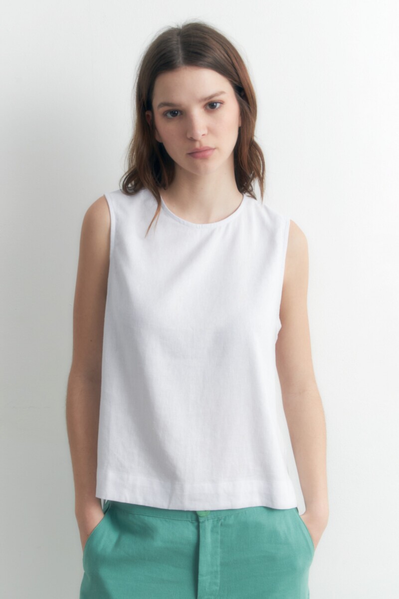 Blusa de lino lazos laterales blanco