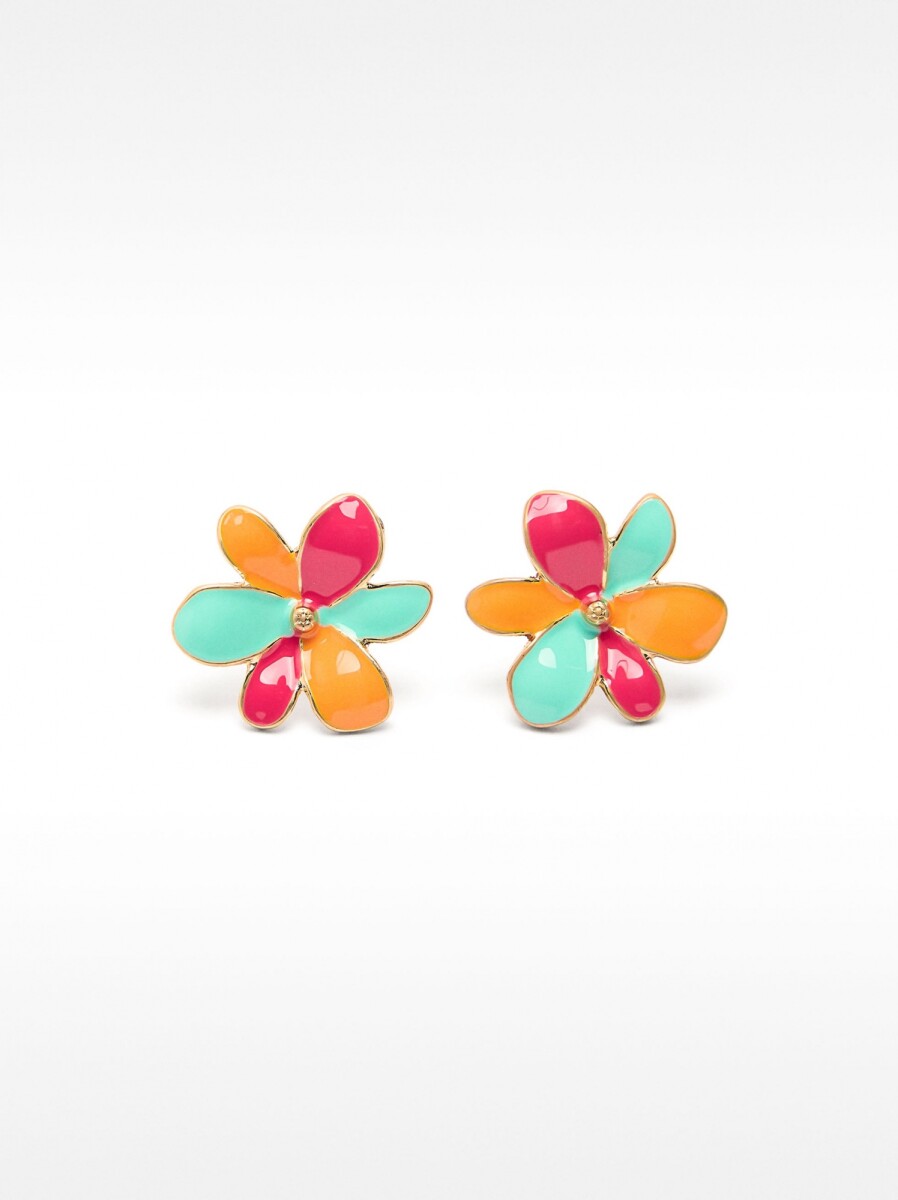 Pendientes De Flor Multicolor Esmaltados - multicolor 