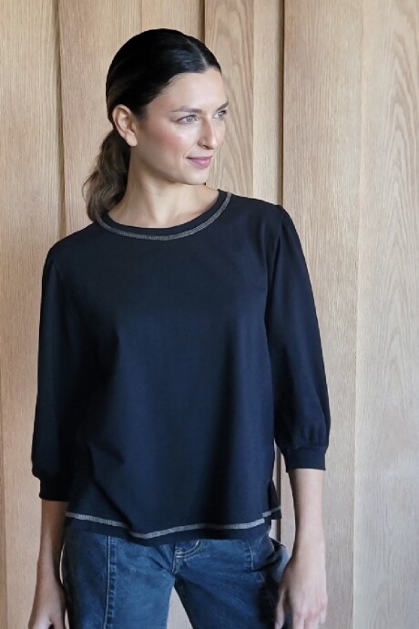 Remera Rose Cotton Negro 1