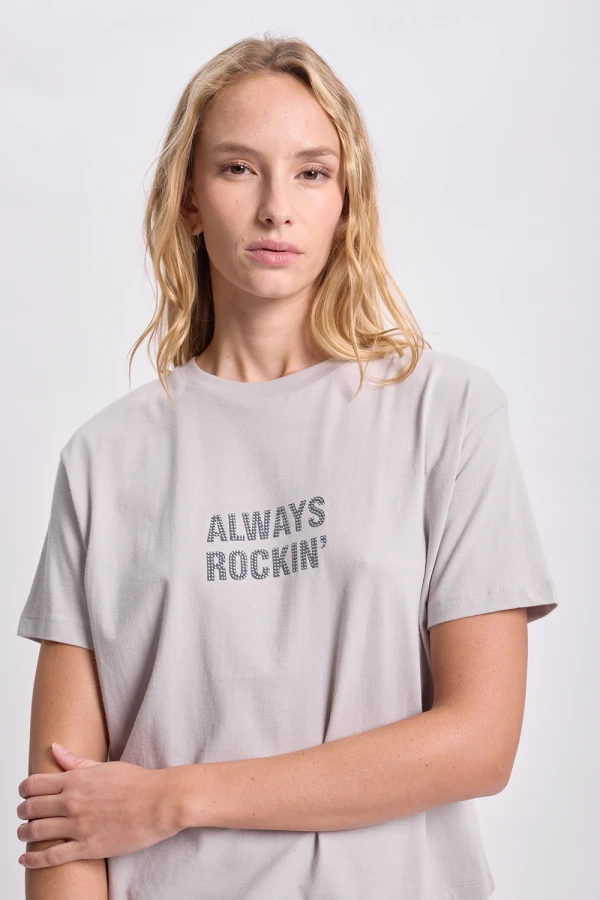 Remera estrellas bordadas Gris Claro