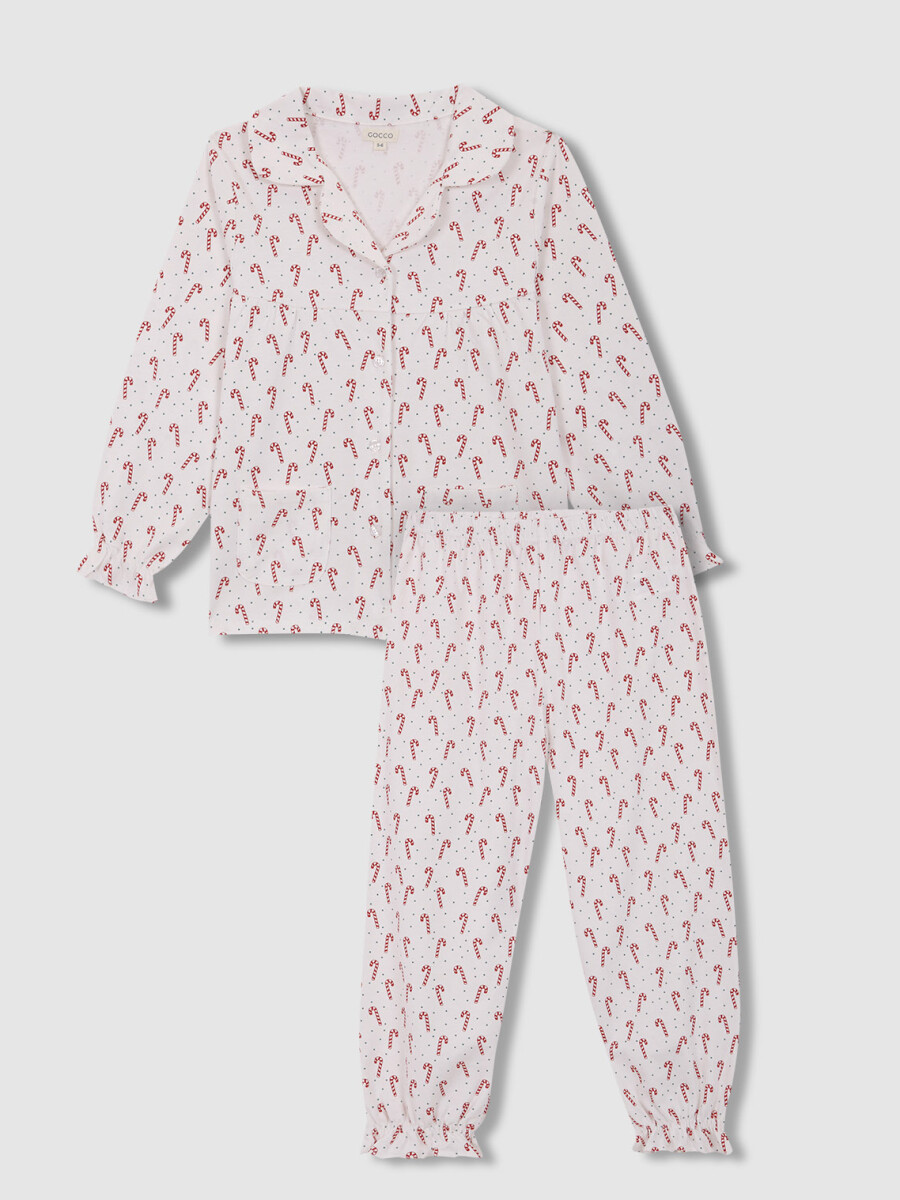 Pijama Estampado Elefantitos Blanco Roto