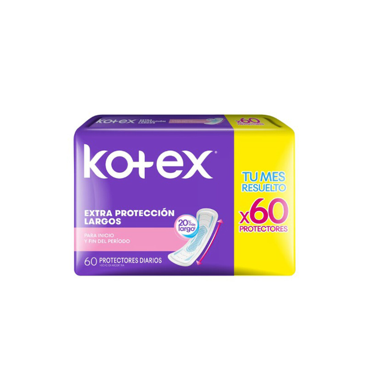 Kotex x60 protectores diarios extra protección largos 