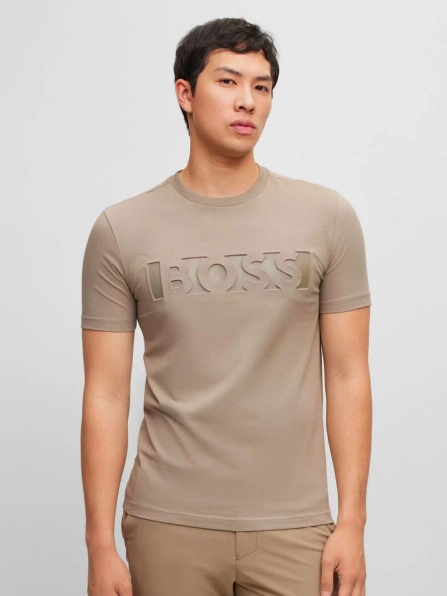 Hugo Boss -Remera de algodón con logo, regular fit, TEE 4 - Beige 