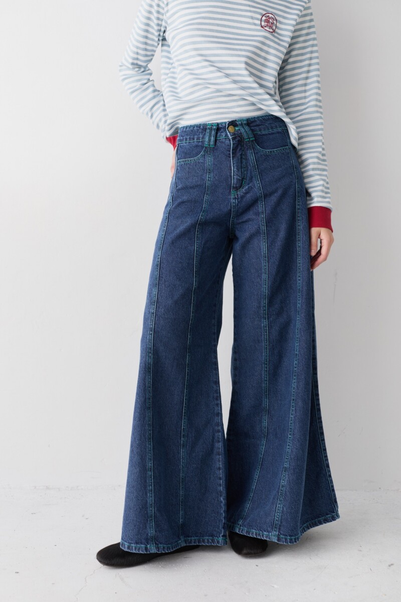 JEAN WIDE XL LINES Azul