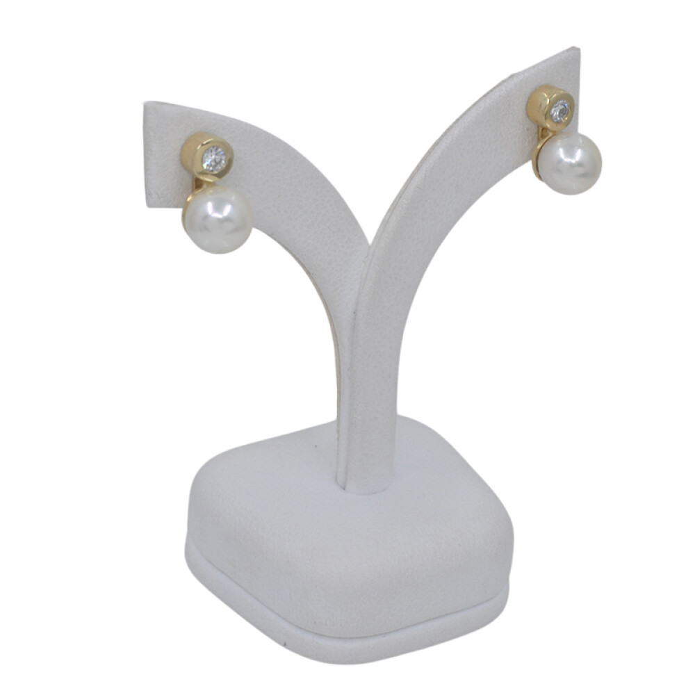 Caravanas oro 18k brillantes y perlas de cultivo 7,5mm Caravanas oro 18k brillantes y perlas de cultivo 7,5mm