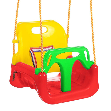 Hamaca Infantil 3en1 Adaptable Bebé Niño Plástico c/Cuerdas Rojo