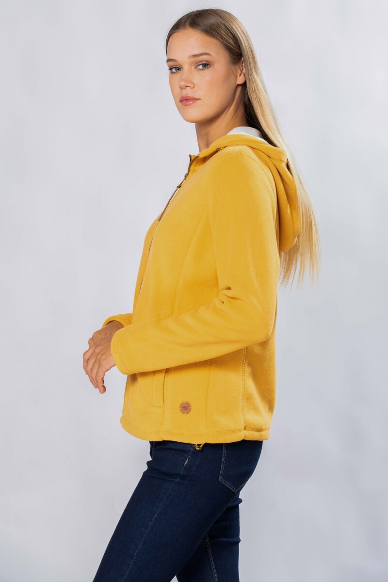 CAMPERA POLAR CON CAPUCHA - Mostaza 