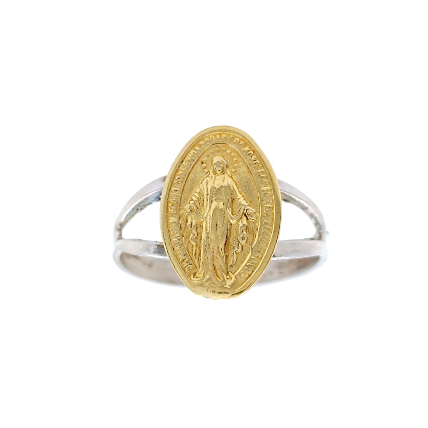 Anillo Virgen Milagrosa-Plata y Oro-Sin Piedra-AN5867 sinpiedra