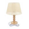 LAMPARA BEIGE C/BASE MADERA P/MESA 43CM Unica