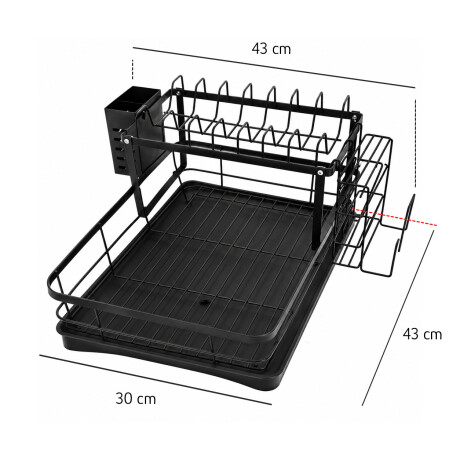 Escurridor Platos 2 Niveles Drenaje Automático Organizador Negro