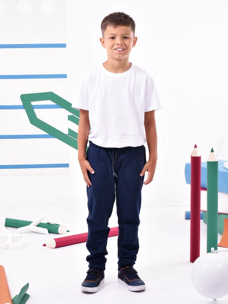 PANTALON DEPORTIVO DE FELPA SIN PUÑO AZUL