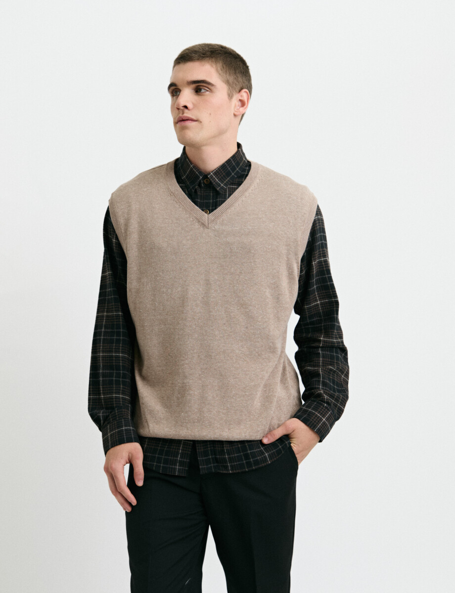 470885 CHALECO HARRINGTON LABEL Tostado