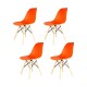 Pack 4 Sillas De Comedor Eames Lumax De Diseño Moderno Con Patas De Madera Naranja