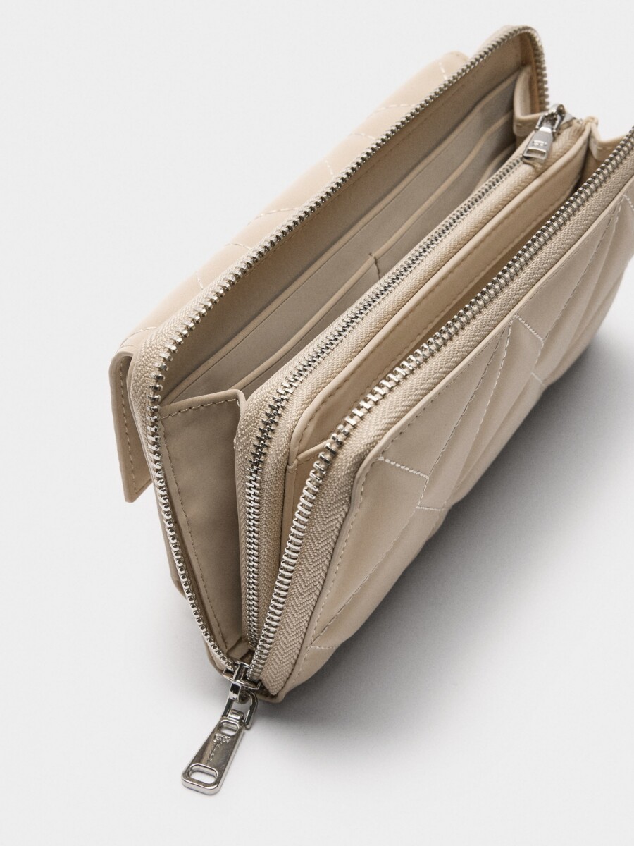 Cartera Acolchoada Con Textura Suave beige