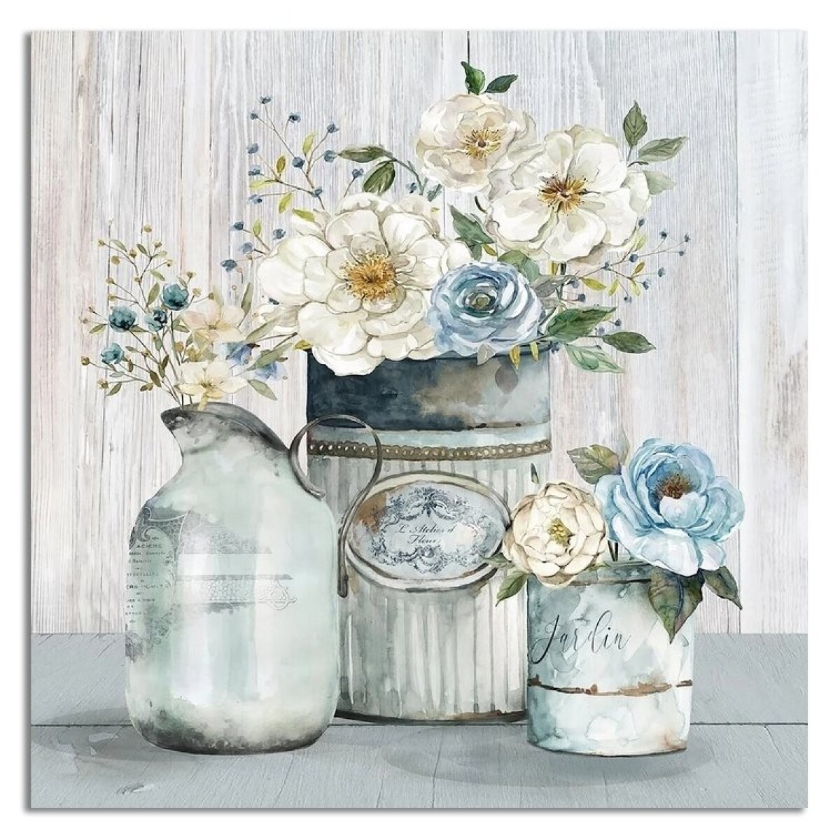 CUADRO CANVAS 40x40cm FLOR ANÉMONA BLANCA 