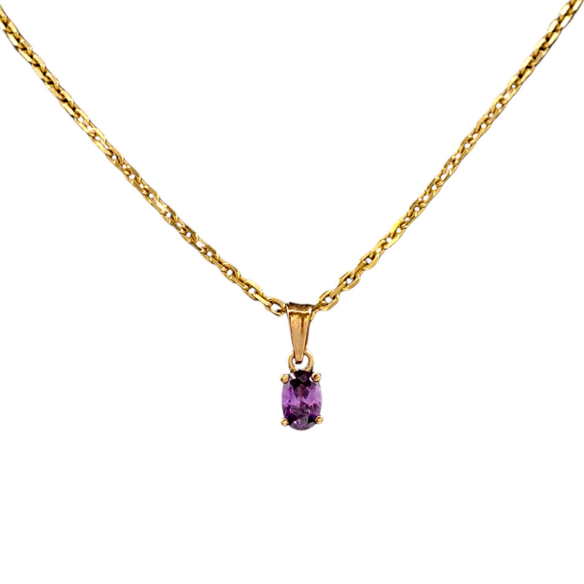 Dije Oval-Oro bajo-Piedra Amatista-CP8510 - conpiedra 