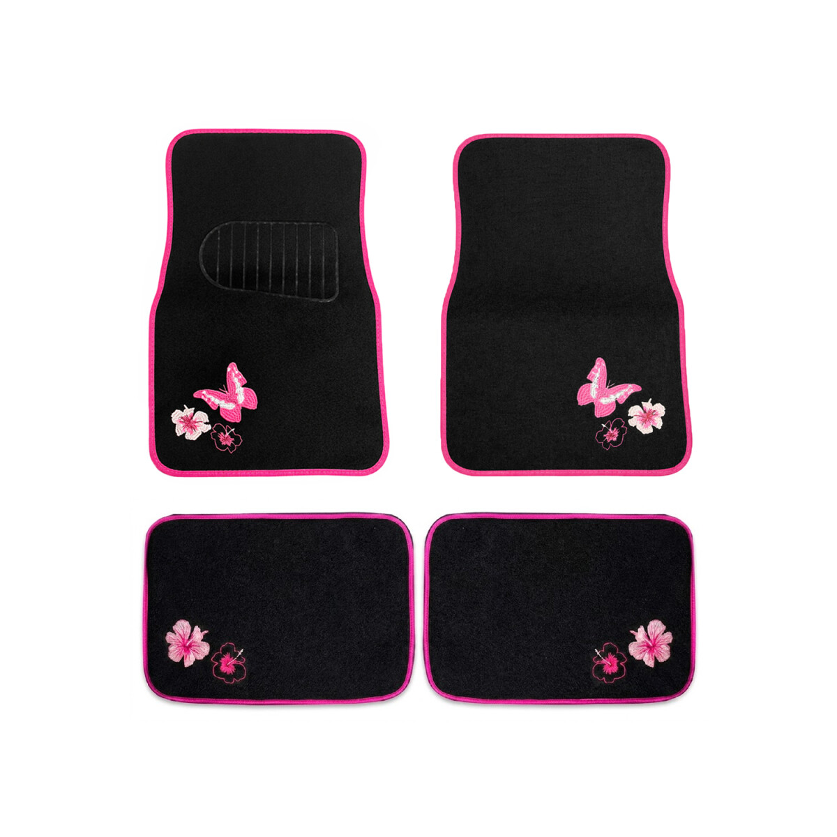 Alfombra Universal Negra De Fieltro Con Mariposas Rosa 