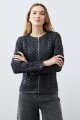 Chaqueta eco cuero con tul negro