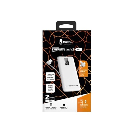 Cargador Power Bank FOXBOX Energy Slim V2 6500 mAh con Lightning USB-C microUSB White