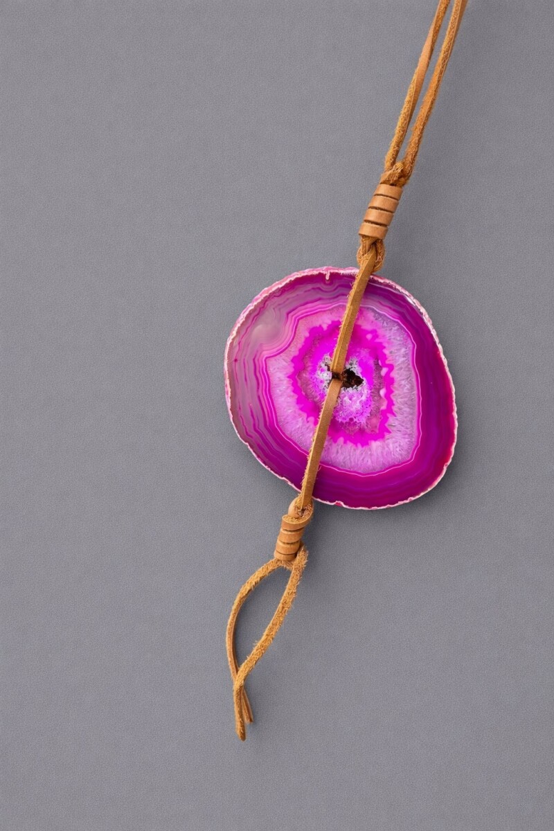Simple Ágata Necklaces Fucsia