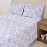 Cubrecama Ava 200 Hilos Rayas Celestes 180x240