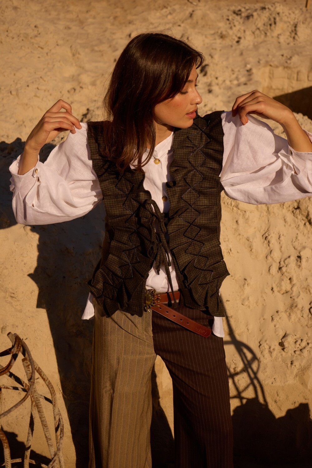 Dancing Queen Vest Tweed Verde / Negro