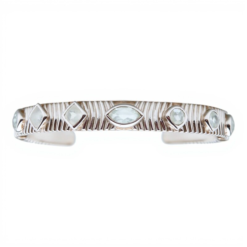Brazalete Pune- Plata 925 rodinada-Piedra Luna-BR2020 conpiedra