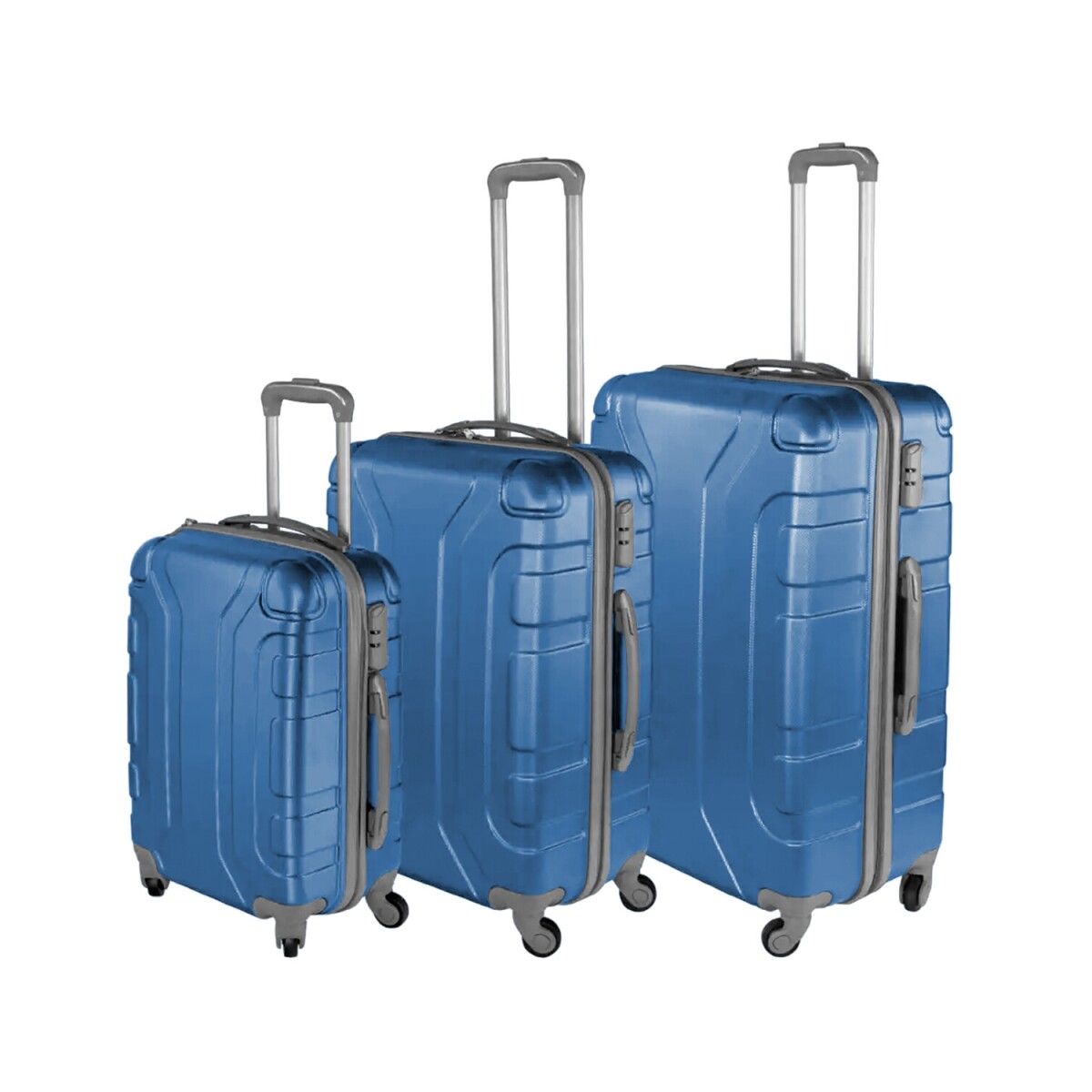 Set de 3 valijas de viaje rígidas Arye con ruedas - Azul 