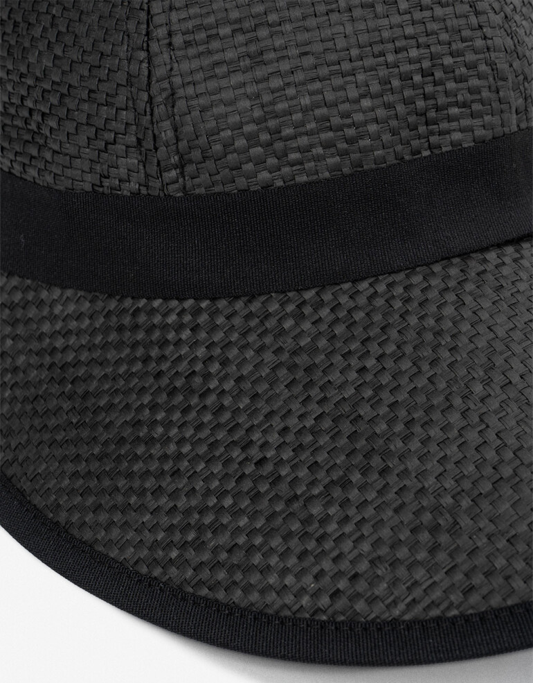 Sombreros Playa Visera Negra Con Moño Trasero - Negro