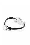 PULSERA DE CUERO CON TRES CUENTAS GRANDES DE ALEACIÓN DE METALES BAÑADAS EN PLATA DE LEY Pulsera
