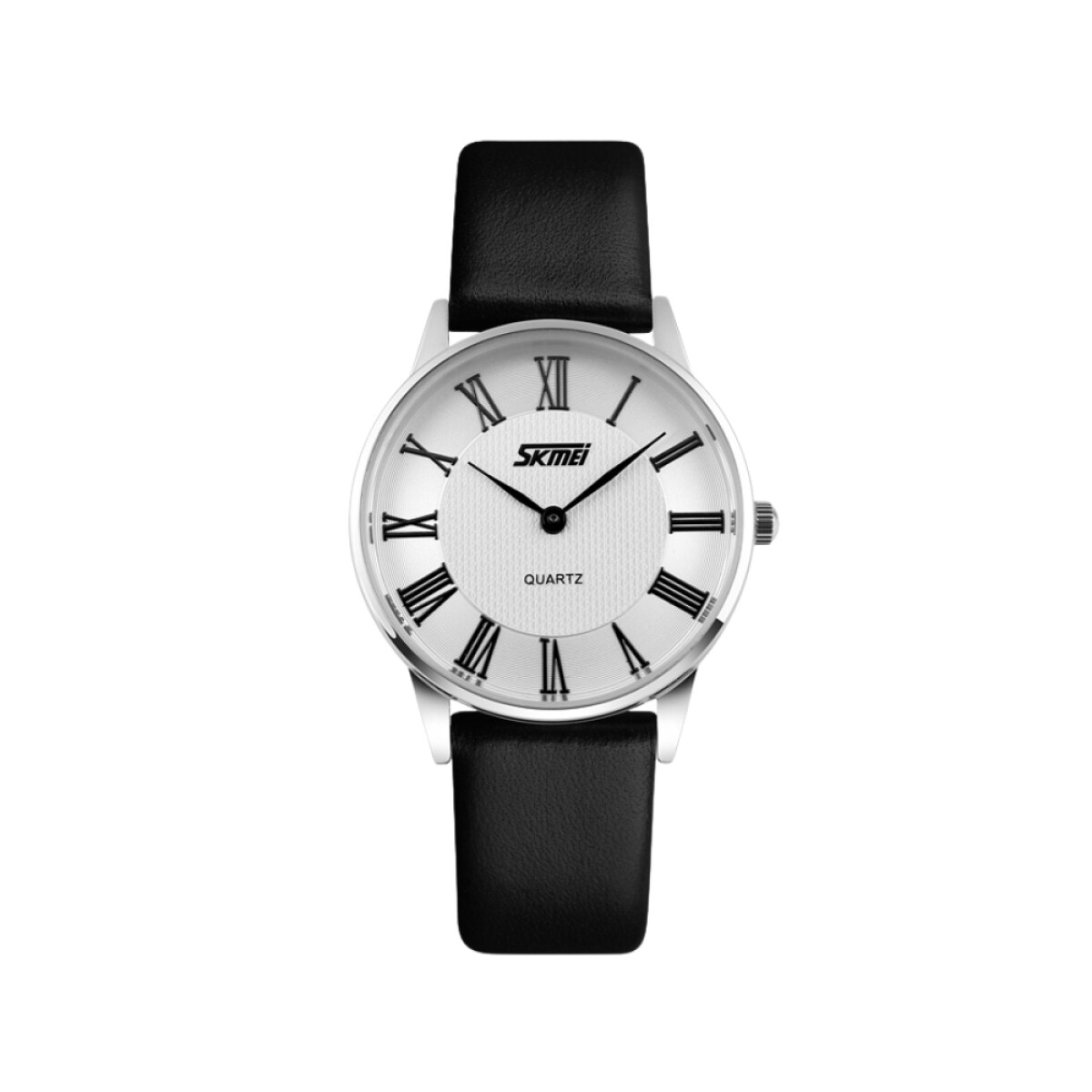Reloj Skmei 9092WTBK-S analógico en acero plateado con correa negra y esfera blanca (caja delicada 31 mm) - Negro 