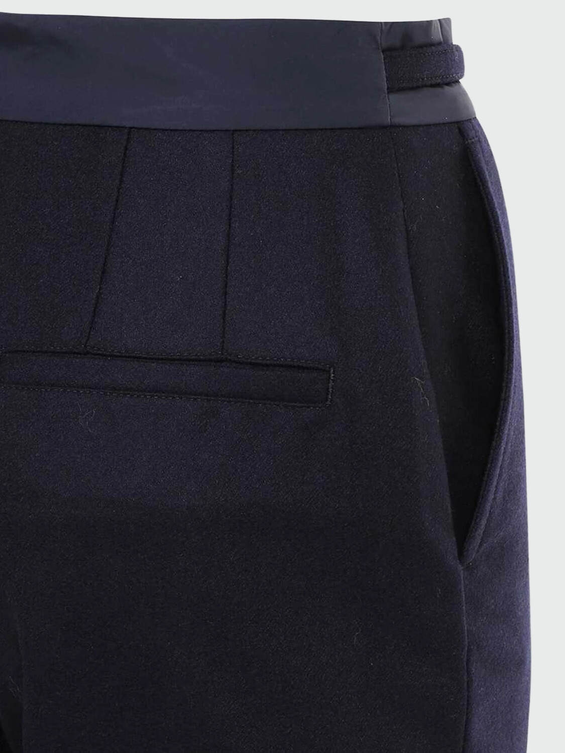Moncler -Pantalón clásico de lana con bolsillos Azul Marino