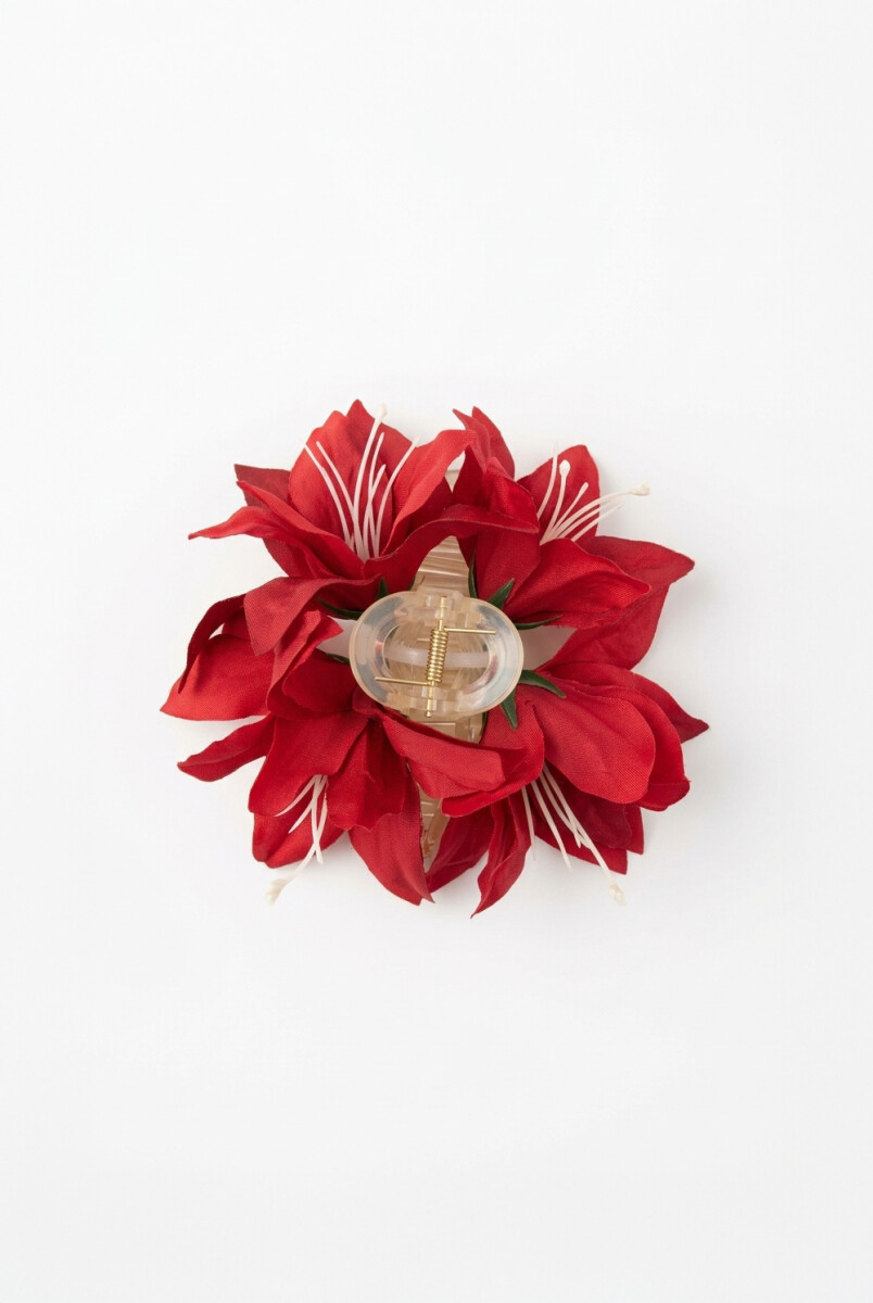 Broche flor dahlia tela - rojo 