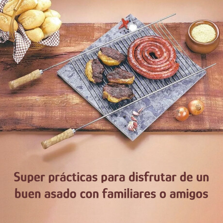 Rejilla Simple p/Parrilla Acero Reforzado c/Mangos de Madera Plateado
