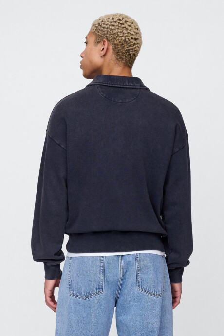 Buzo Deportivo Sin Felpa Medio Cierre Hombre Washed Navy