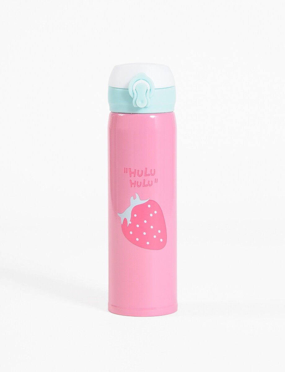 Botella de acero inoxidable con dibujo frutales - UNISEX - Rosado 